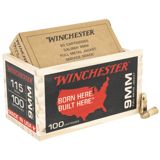 Winchester Ammo USA9WB USA 9mm Luger 115 gr Full Metal Jacket Flat Nose (FMJFN) 100 Per Box Winchester Ammo USA9WB USA 9mm Luger 115 gr Full Metal Jacket Flat Nose (FMJFN) 100 Per Box