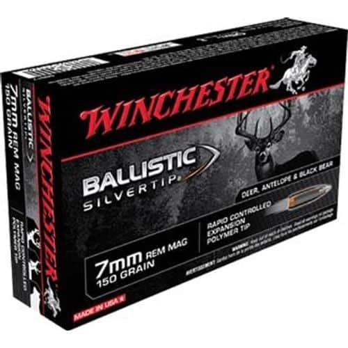 Winchester Ammo Ballistic Silvertip 7mm Rem Mag 150 gr Rapid Controlled Expansion Polymer Tip - SBST7 Winchester Ammo Ballistic Silvertip 7mm Rem Mag 150 gr Rapid Controlled Expansion Polymer Tip - SBST7