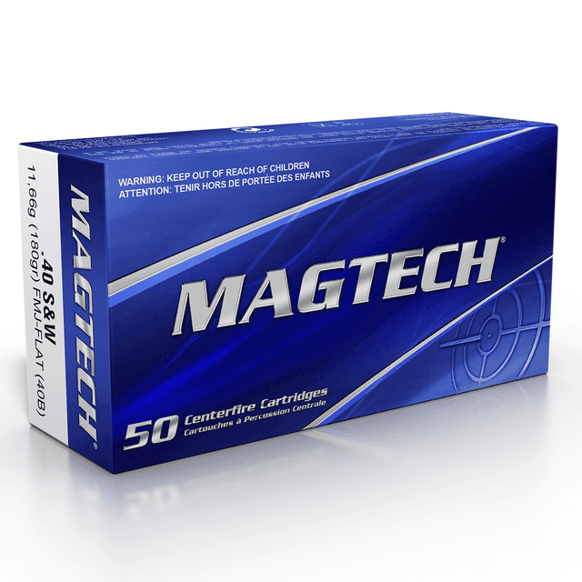 Magtech .40 S&W 180 Grain FMJ Flat Ammunition (50 Rounds) Magtech .40 S&W 180 Grain FMJ Flat Ammunition (50 Rounds)