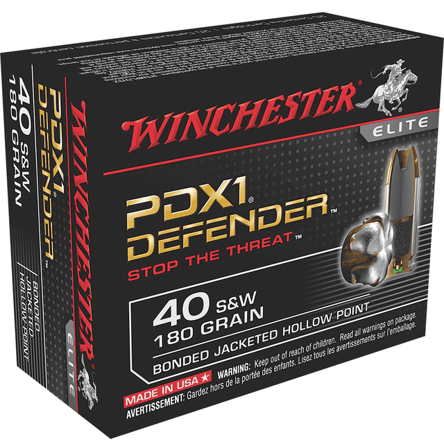 Winchester Defender .40 S&W 180 gr Bonded Jacket Hollow Point 20 Per Box Winchester Defender .40 S&W 180 gr Bonded Jacket Hollow Point 20 Per Box