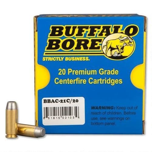Buffalo Bore Ammunition 21C20 Outdoorsman Strictly Business 10mm Auto 220 gr Hard Cast Flat Nose 20 Per Box Buffalo Bore Ammunition 21C20 Outdoorsman Strictly Business 10mm Auto 220 gr Hard Cast Flat Nose 20 Per Box