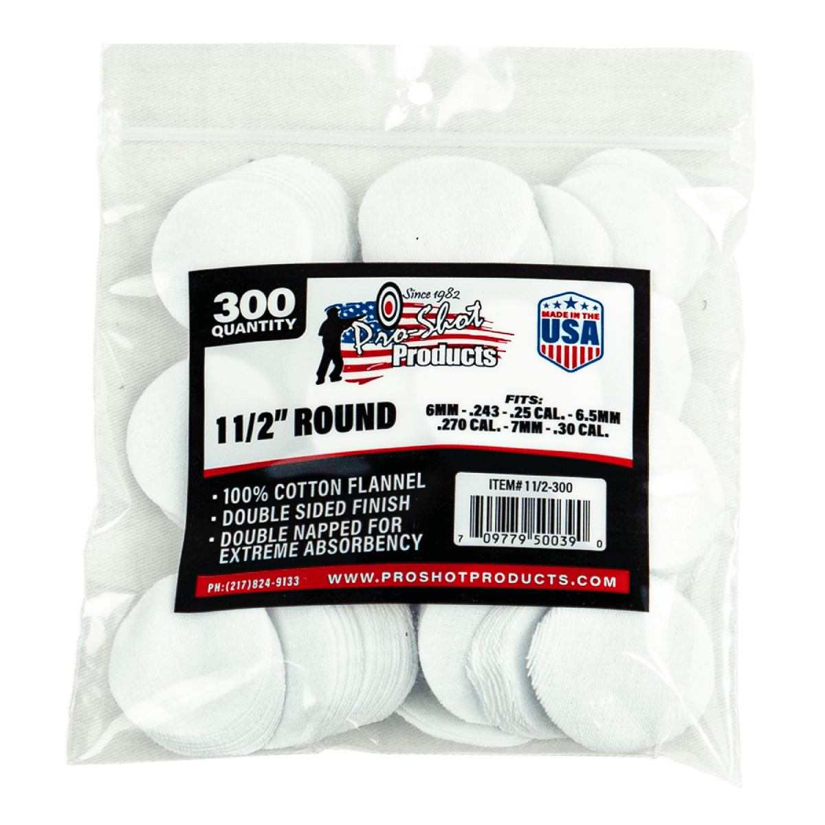 Pro Shot Cotton Flannel Patches 1.5" Round 100% Cotton Flannel 300 Pack Pro Shot Cotton Flannel Patches 1.5" Round 100% Cotton Flannel 300 Pack