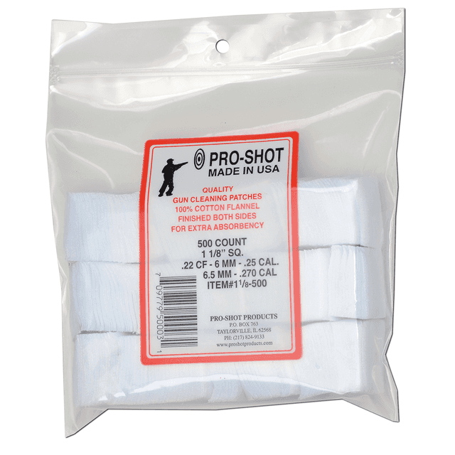 Pro Shot Cleaning Patches 11/8-500 Patches 500 Count .22 to .270 Calibers Pro Shot Cleaning Patches 11/8-500 Patches 500 Count .22 to .270 Calibers
