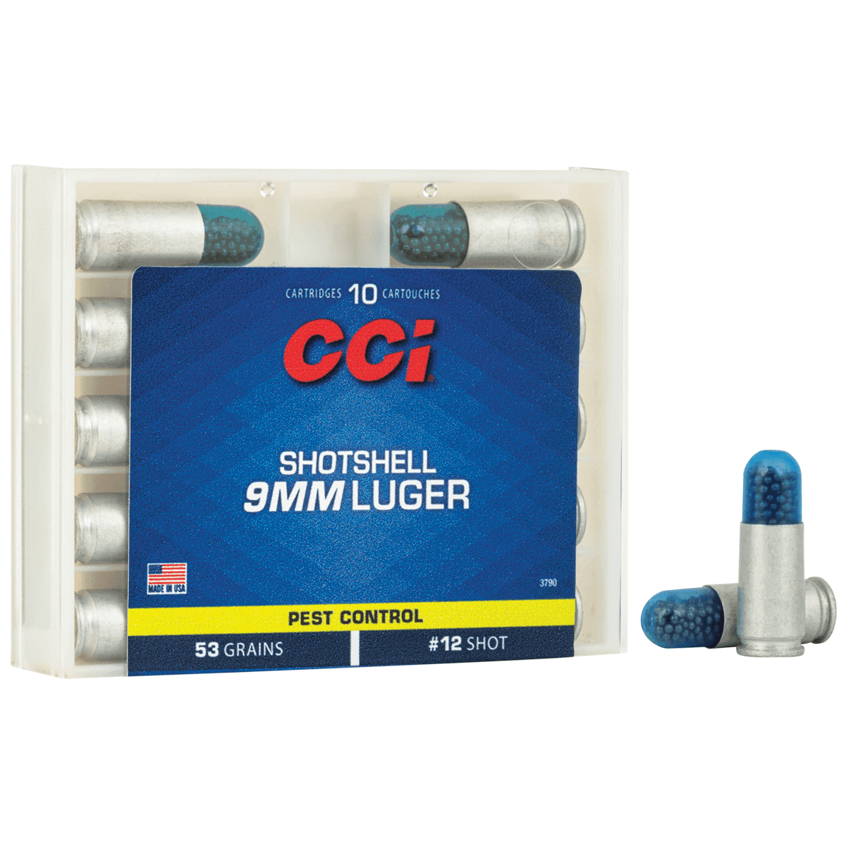 CCI 3790 Pest Control Shotshell 9mm Luger 53 gr Shotshell #12 Shot 10 Bx CCI 3790 Pest Control Shotshell 9mm Luger 53 gr Shotshell #12 Shot 10 Bx