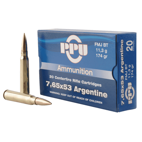 PPU Metric Rifle 7.65x53mm Argentine 174 gr Full Metal Jacket Boat Tail - PP7AF PPU Metric Rifle 7.65x53mm Argentine 174 gr Full Metal Jacket Boat Tail - PP7AF