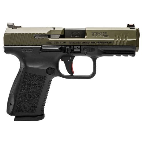Century Arms Canik TP9SF Elite 9mm Luger Semi Auto Pistol 15 Round 4.19" Barrel Interchangeable Grips Black Polymer Frame OD Green Slide Century Arms Canik TP9SF Elite 9mm Luger Semi Auto Pistol 15 Round 4.19" Barrel Interchangeable Grips Black Polymer Frame OD Green Slide