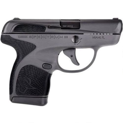 Taurus Spectrum .380 ACP Semi Auto Pistol 2.8" Barrel 6 Rounds Polymer Frame Two Tone Black/Gray Finish Taurus Spectrum .380 ACP Semi Auto Pistol 2.8" Barrel 6 Rounds Polymer Frame Two Tone Black/Gray Finish