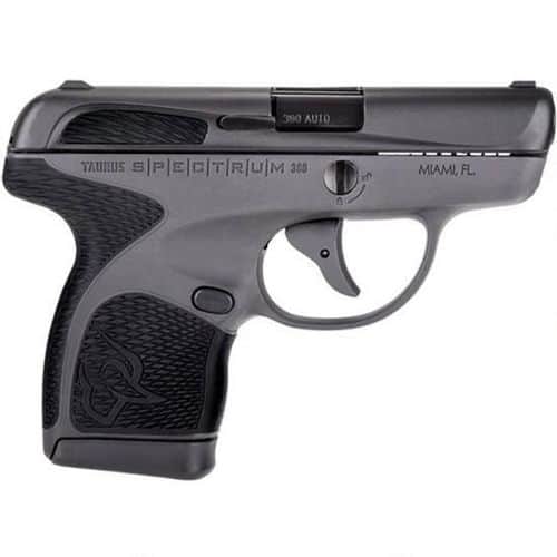 Taurus Spectrum .380 ACP Semi Auto Pistol 2.8" Barrel 6 Rounds Polymer Frame Two Tone Black/Gray Finish Taurus Spectrum .380 ACP Semi Auto Pistol 2.8" Barrel 6 Rounds Polymer Frame Two Tone Black/Gray Finish