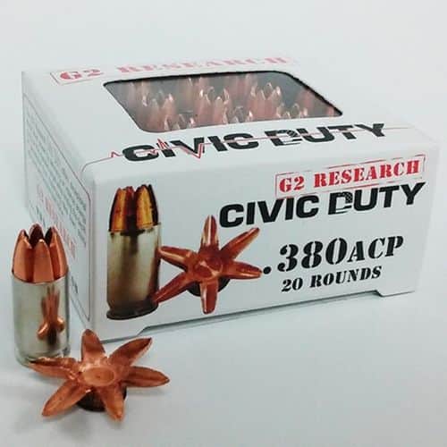 G2 Research G00621 Civic Duty 380 ACP 64 gr Copper Expansion Projectile 20 Per Box G2 Research G00621 Civic Duty 380 ACP 64 gr Copper Expansion Projectile 20 Per Box