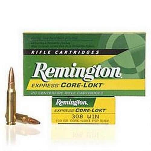 Remington Express .308 Winchester Ammunition 20 Rounds 150 Grain Core-Lokt PSP Soft Point Projectile 2820fps Remington Express .308 Winchester Ammunition 20 Rounds 150 Grain Core-Lokt PSP Soft Point Projectile 2820fps