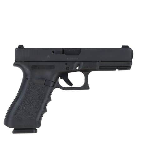 Glock 17 Gen 3 9mm G1717US Full-Size Pistol, 4.49 Barrel, Polymer Grip, Black Finish, Fixed Sights, 17 Rd Magazine Glock 17 Gen 3 9mm G1717US Full-Size Pistol, 4.49 Barrel, Polymer Grip, Black Finish, Fixed Sights, 17 Rd Magazine