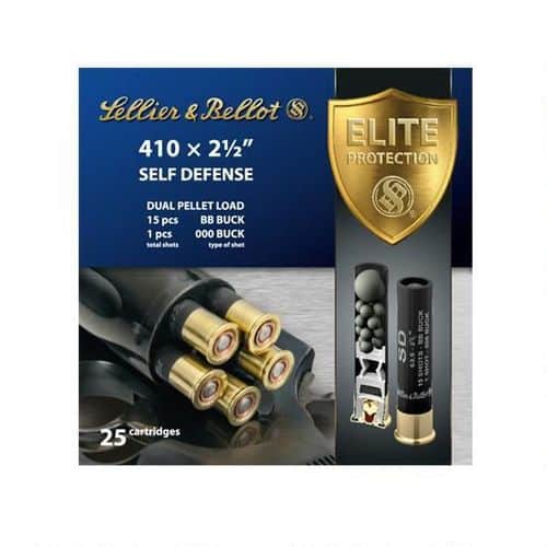 Sellier & Bellot Self Defense .410 2-1/2 inch 000 Buck 15 Pellet 25 Rnd Box Sellier & Bellot Self Defense .410 2-1/2 inch 000 Buck 15 Pellet 25 Rnd Box