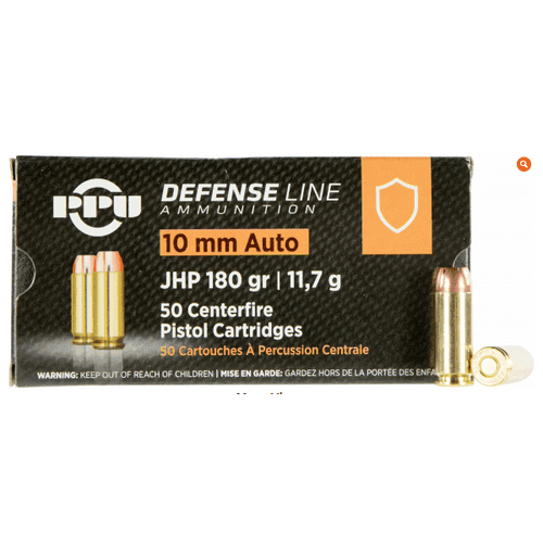 PPU PPD10 Handgun Defense 10mm Automatic 180 GR Jacketed Hollow Point 50 Bx PPU PPD10 Handgun Defense 10mm Automatic 180 GR Jacketed Hollow Point 50 Bx