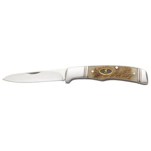Browning Joint Venture-Sheep Horn Folding Pocket Knife 2.625" Plain Drop Point Satin Finish 8Cr13MoV Stainless Steel Blade Sheep Horn Scales Browning Joint Venture-Sheep Horn Folding Pocket Knife 2.625" Plain Drop Point Satin Finish 8Cr13MoV Stainless Steel Blade Sheep Horn Scales