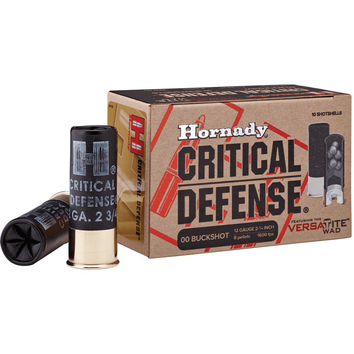 Hornady Critical Defense 12 GA 2 3/4" 00 Buckshot 8 Pellets 1600FPS Ammo - 10 Shotshells Hornady Critical Defense 12 GA 2 3/4" 00 Buckshot 8 Pellets 1600FPS Ammo - 10 Shotshells