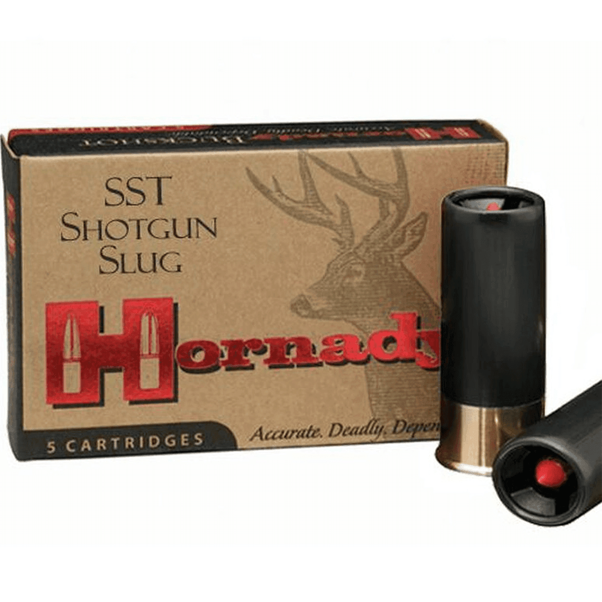 Hornady 12 Gauge SST Slug Ammunition, 5 Rounds, 2.75" 300 Grain FTX Sabot, 2000fps Hornady 12 Gauge SST Slug Ammunition, 5 Rounds, 2.75" 300 Grain FTX Sabot, 2000fps