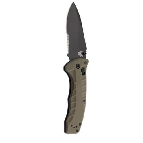 Benchmade Turret Cerakote Finish Cpm-s30v Stainless Steel Partially Serrated Blade Od Green G-10 Handle Benchmade Turret Cerakote Finish Cpm-s30v Stainless Steel Partially Serrated Blade Od Green G-10 Handle