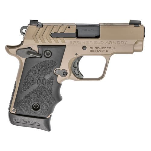Springfield Armory 911 with Wraparound Hogue Grips Flat Dark Earth .380 ACP 2.7-inch 7Rds Springfield Armory 911 with Wraparound Hogue Grips Flat Dark Earth .380 ACP 2.7-inch 7Rds