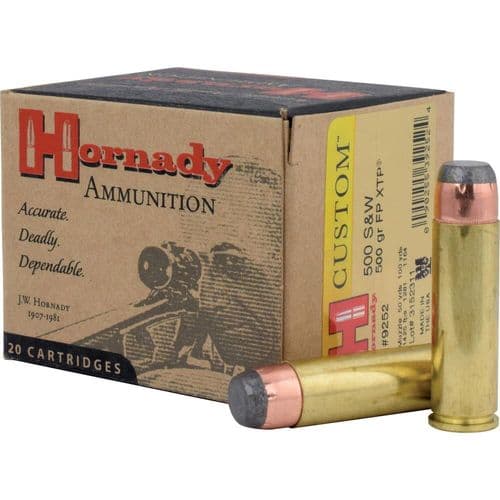 Hornady .500 S&W Ammunition 20 Rounds InterLock XTP FP 500 Grains Hornady .500 S&W Ammunition 20 Rounds InterLock XTP FP 500 Grains