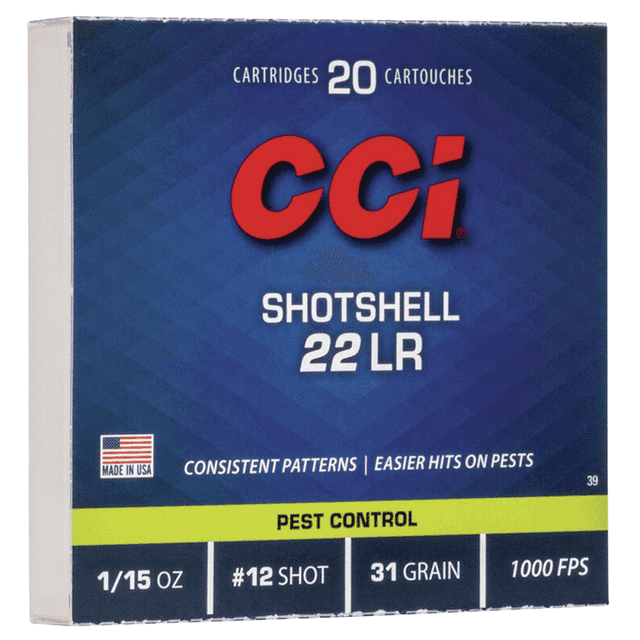CCI Pest Control Shotshell 22 Long Rifle (LR) 31 GR #12 Shot CCI Pest Control Shotshell 22 Long Rifle (LR) 31 GR #12 Shot