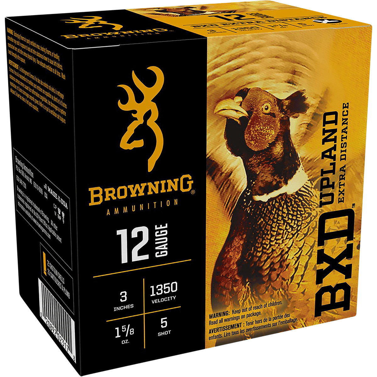 Browning Ammo B193511235 BXD Upland 12 Gauge 3" 1 5/8 oz 5 Shot 25 Per Box Browning Ammo B193511235 BXD Upland 12 Gauge 3" 1 5/8 oz 5 Shot 25 Per Box