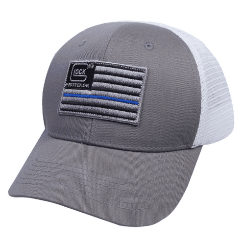 Glock AS10071 Blue Line Mesh SnapBack Cap - Gray/White - OSFA Glock AS10071 Blue Line Mesh SnapBack Cap - Gray/White - OSFA