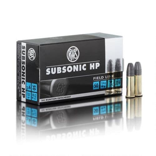 RWS Subsonic .22 LR 40 Grain HP 50 Round Box RWS Subsonic .22 LR 40 Grain HP 50 Round Box