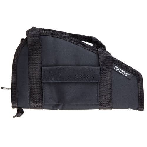 Bulldog BD600 Pistol Rug Small Size made of Water-Resistant Nylon with Black Finish, Velcro Accessory Pocket, Thick 1.75" Soft Padding & Full-Length Zipper 12"x 6" Interior Dimensions Bulldog BD600 Pistol Rug Small Size made of Water-Resistant Nylon with Black Finish, Velcro Accessory Pocket, Thick 1.75" Soft Padding & Full-Length Zipper 12"x 6" Interior Dimensions