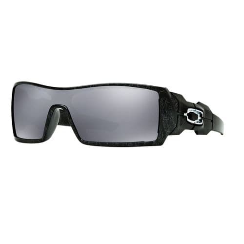 Oakley Oil Rig (Polished Black W/Silver Ghost Text W/Black Iridium) Sport Sunglasses 24-058 Oakley Oil Rig (Polished Black W/Silver Ghost Text W/Black Iridium) Sport Sunglasses 24-058
