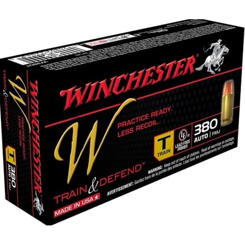 Winchester W Train and Defend .380 ACP Ammunition 95 Grain FMJ 950 fps Winchester W Train and Defend .380 ACP Ammunition 95 Grain FMJ 950 fps