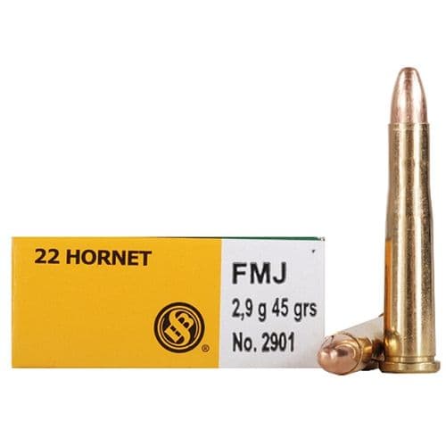 Sellier & Bellot .22 Hornet Ammunition 20 Rounds, FMJ, 45 Grains Sellier & Bellot .22 Hornet Ammunition 20 Rounds, FMJ, 45 Grains