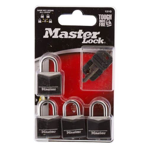 Master Lock 121Q Wide Covered Padlock 4 Pack Black Master Lock 121Q Wide Covered Padlock 4 Pack Black