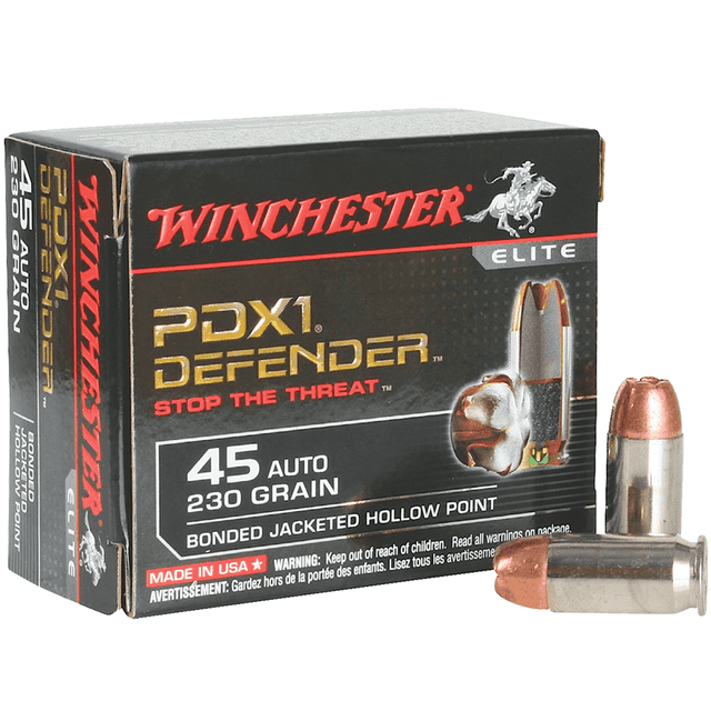 Winchester S45PDB Defender 45 ACP 230 gr Bonded Jacket Hollow Point Handgun Ammo Winchester S45PDB Defender 45 ACP 230 gr Bonded Jacket Hollow Point Handgun Ammo