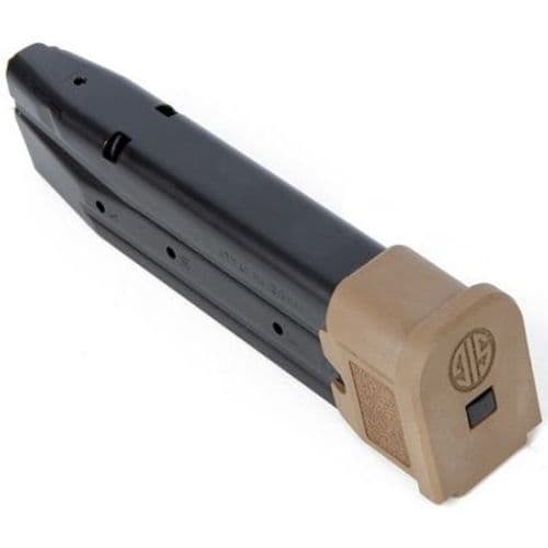 SIG Sauer P320/M17 Extended 21 Round Magazine 9mm Luger Steel Black Metal Finish/Flat Dark Earth Base Pad SIG Sauer P320/M17 Extended 21 Round Magazine 9mm Luger Steel Black Metal Finish/Flat Dark Earth Base Pad