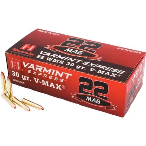 Hornady Varmint Express .22 WMR Ammunition 200 Rounds 30 Grain Hornady V-Max Projectile 2200fps Hornady Varmint Express .22 WMR Ammunition 200 Rounds 30 Grain Hornady V-Max Projectile 2200fps