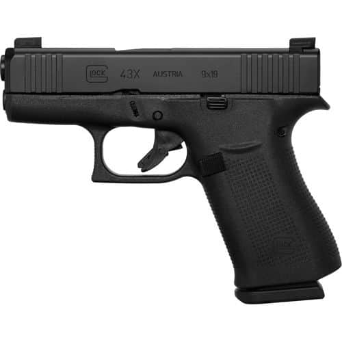Glock 43X Pistol 9mm 3.41in 10rd Black Ameriglo Bold Night Sights Glock 43X Pistol 9mm 3.41in 10rd Black Ameriglo Bold Night Sights