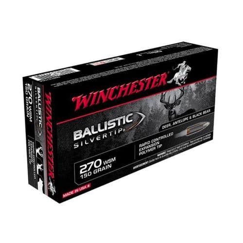 Winchester Ammo Ballistic Silvertip 270 WSM 150 gr Rapid Controlled Expansion Polymer Tip - SBST2705A Winchester Ammo Ballistic Silvertip 270 WSM 150 gr Rapid Controlled Expansion Polymer Tip - SBST2705A
