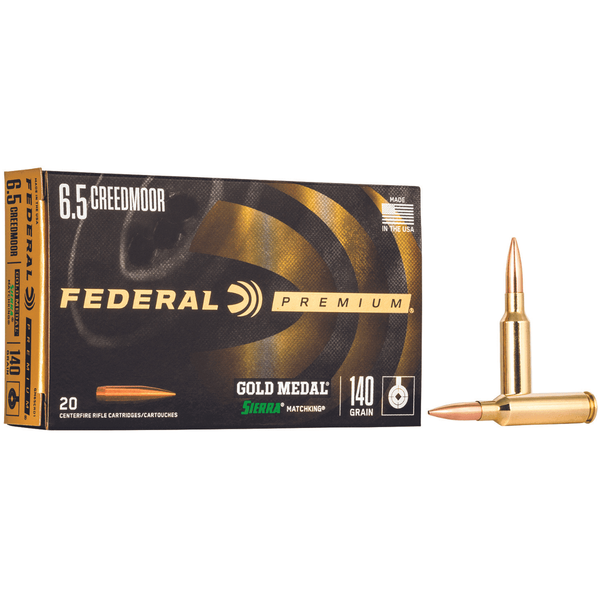 Federal Gold Medal Premium 6.5 Creedmoor 140 grain, 20 Per Box - GM65CRD1 Federal Gold Medal Premium 6.5 Creedmoor 140 grain, 20 Per Box - GM65CRD1