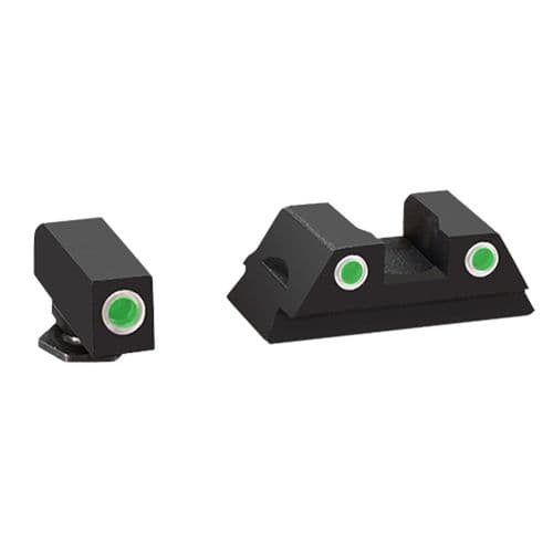 AmeriGlo GL430 Classic 3 Dot Night Sight Fits Glock 42/43 Tritium Green w/White Outline Front Tritium Green w/White Outline Rear AmeriGlo GL430 Classic 3 Dot Night Sight Fits Glock 42/43 Tritium Green w/White Outline Front Tritium Green w/White Outline Rear