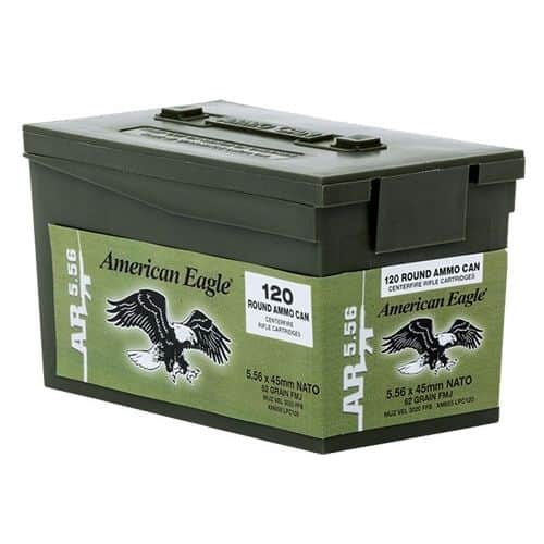 Federal 5.56 NATO 62 Grain Green Tip FMJ-BT 120 Round Plastic Ammo Can Federal 5.56 NATO 62 Grain Green Tip FMJ-BT 120 Round Plastic Ammo Can