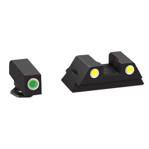 AmeriGlo GL431 Classic 3 Dot Night Sight Fits Glock 42/43 Tritium Green w/White Outline Front Tritium Yellow w/White Outline Rear AmeriGlo GL431 Classic 3 Dot Night Sight Fits Glock 42/43 Tritium Green w/White Outline Front Tritium Yellow w/White Outline Rear