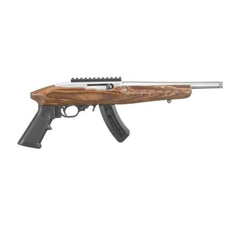 Ruger Charger Brown/Stainless 22LR 10-inch 15Rnd Threaded - 04919 Ruger Charger Brown/Stainless 22LR 10-inch 15Rnd Threaded - 04919