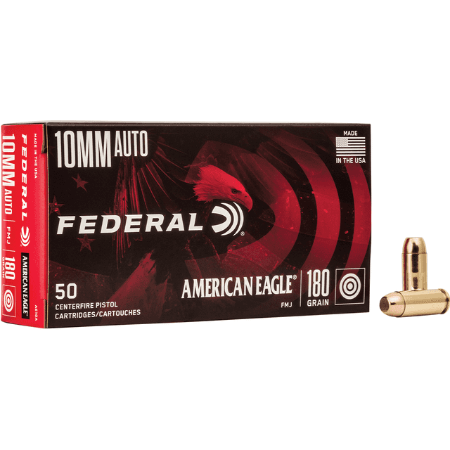 Federal American Eagle 10mm 180GR FMJ 50rds Handgun Ammo Federal American Eagle 10mm 180GR FMJ 50rds Handgun Ammo