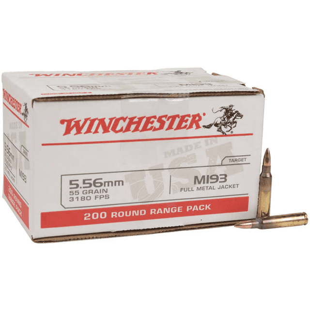 Winchester USA 5.56 NATO Ammunition 200 Rounds 55 Grain Full Metal Jacket 3270fps Winchester USA 5.56 NATO Ammunition 200 Rounds 55 Grain Full Metal Jacket 3270fps