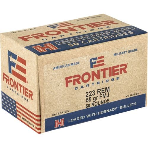 Hornady Frontier .223 Rem Ammunition 50 Rounds 55 Grain FMJ 3240fps Hornady Frontier .223 Rem Ammunition 50 Rounds 55 Grain FMJ 3240fps