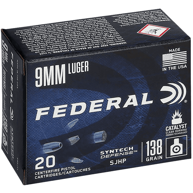 Federal S9SJT1 Syntech Defense 9mm Luger 138 gr Segmented Jacketed Hollow Point 20 Per Box Federal S9SJT1 Syntech Defense 9mm Luger 138 gr Segmented Jacketed Hollow Point 20 Per Box