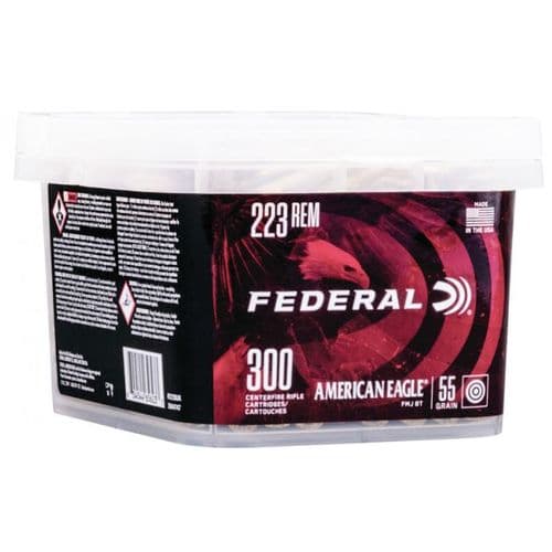 Federal American Eagle 223 Rem 55gr FMJ BT 300rd Bucket Federal American Eagle 223 Rem 55gr FMJ BT 300rd Bucket