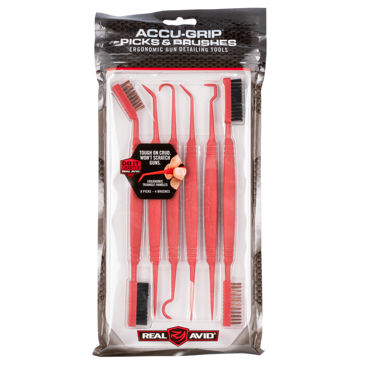Real Avid Accu-Grip Picks & Brushes Rifle/Shotgun Firearm Plastic 8-8.25" Long Resin Bristles 6 Per Pkg Real Avid Accu-Grip Picks & Brushes Rifle/Shotgun Firearm Plastic 8-8.25" Long Resin Bristles 6 Per Pkg