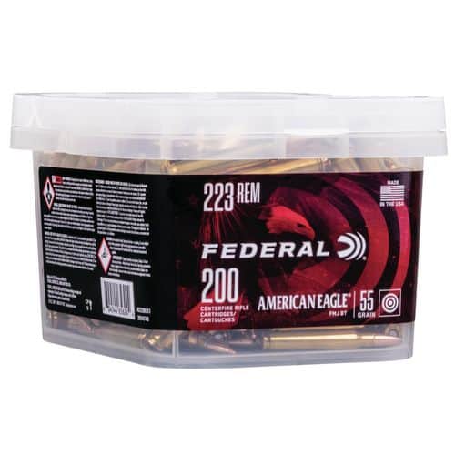 Federal American Eagle 223 Rem 55gr FMJ BT 200rd Bucket Federal American Eagle 223 Rem 55gr FMJ BT 200rd Bucket