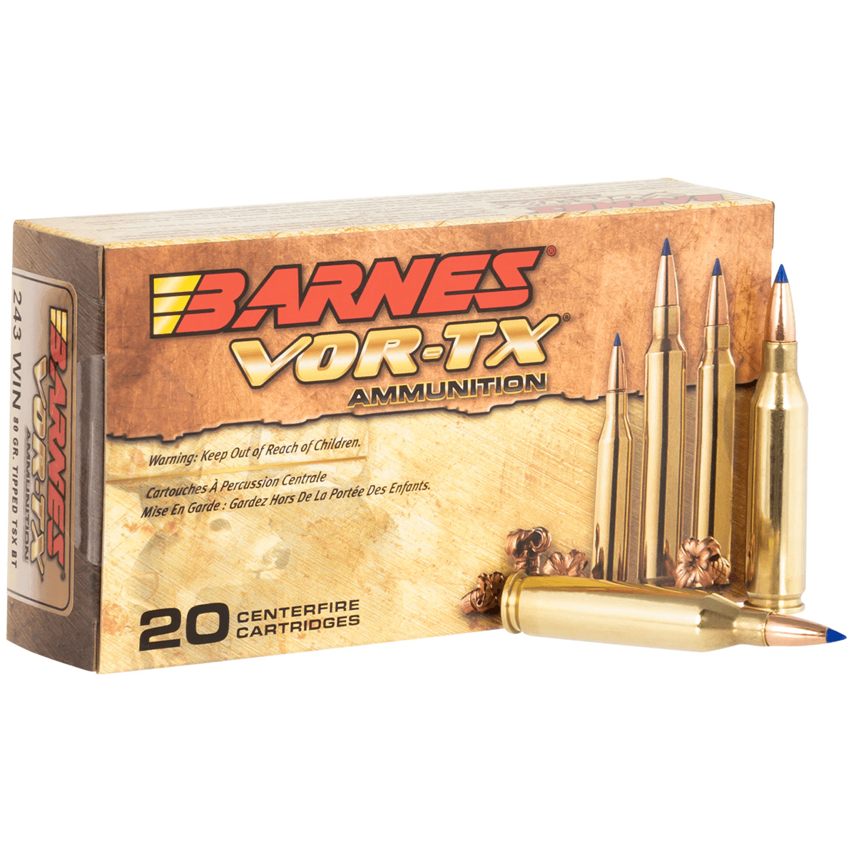 Barnes Bullets 21522 VOR-TX Rifle 243 Win 80 gr Tipped TSX Boat Tail Ammo Barnes Bullets 21522 VOR-TX Rifle 243 Win 80 gr Tipped TSX Boat Tail Ammo